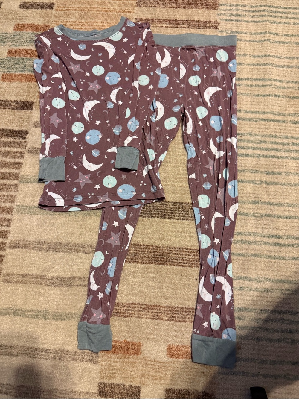 Little Sleepies Purple Moon & Planet Pajama Set with Blue Accents bamboo - 7/8